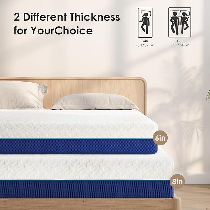 Full Mattress, 8 Inch Gel Memory Foam Mattress for Cooling Night Sleep & Pressure Relief, Medium Firm Full Size in a Box, Fiberglass-Free, CertiPUR-US Certified