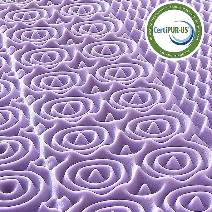 MUXHOMO 2 Inch 7-Zone Twin Mattress Topper, Egg Crate Foam Mattress Topper Twin Size for Back Pain, Lavender Cooling Gel Infused Bed Pad, CertiPUR-US and Oeko-TEX Certification (38"×75")
