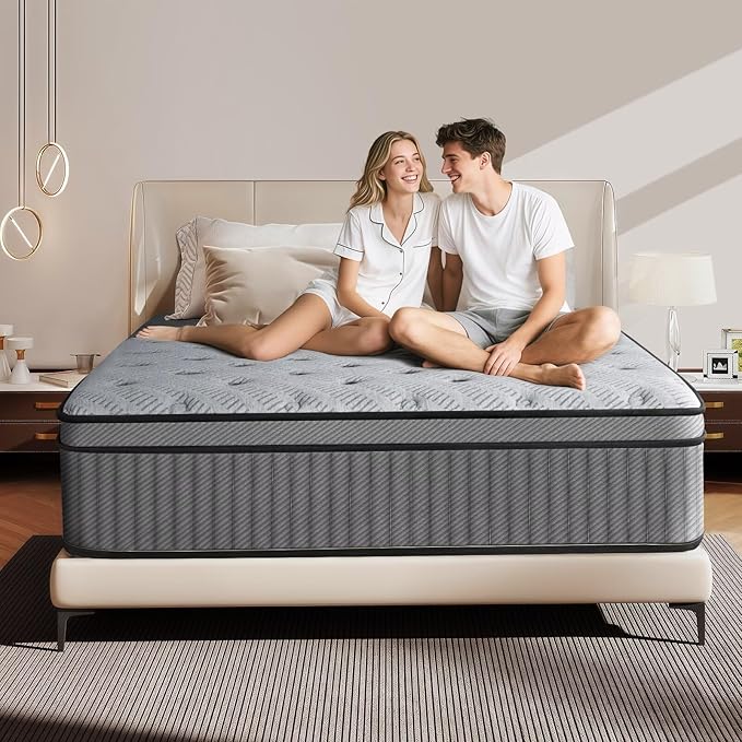 Twin Mattress 10 Inch, Medium Firm Hybrid Mattress with Lumbar-Zoned Foam and Pocket Springs for Motion Isolation and Edge Support