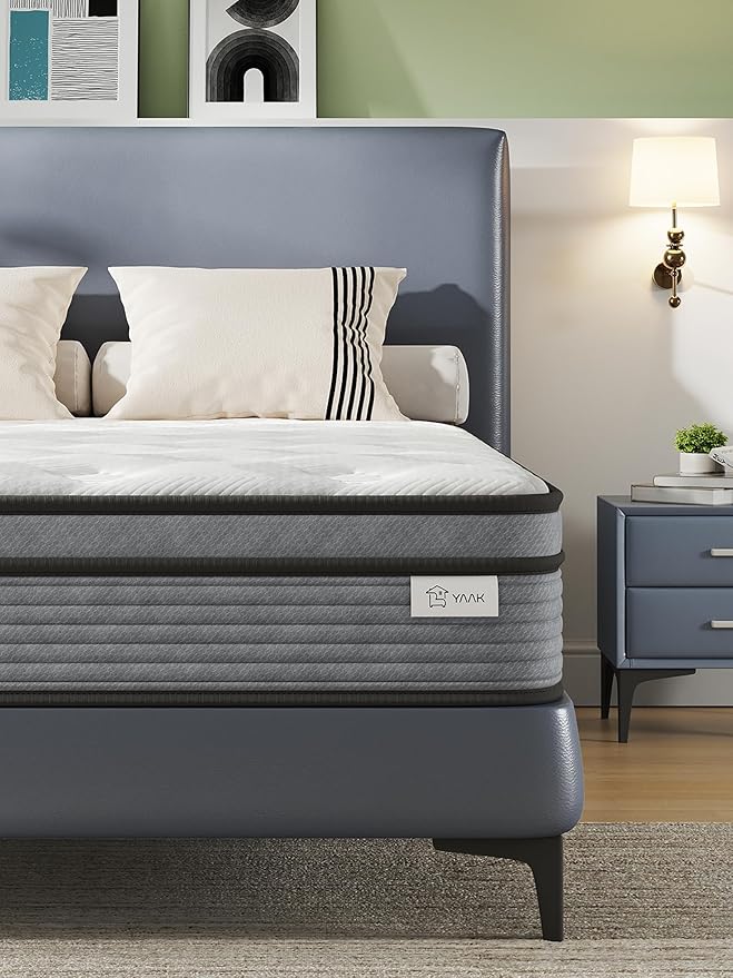 Queen Mattress 10 Inch, Hybrid Mattress Plush in a Box, Individual Pocket Spring Queen Size Bed with Breathable Memory Foam, Pressure Relief, Medium Firm Back Support for Adults