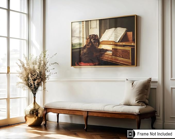 Poster Master Vintage Portrait of Extraordinary Musical Dog - Retro Print - Puppy and Piano Art - Animal Lover - Living Room or Office Decor - 11x14 UNFRAMED Wall Art