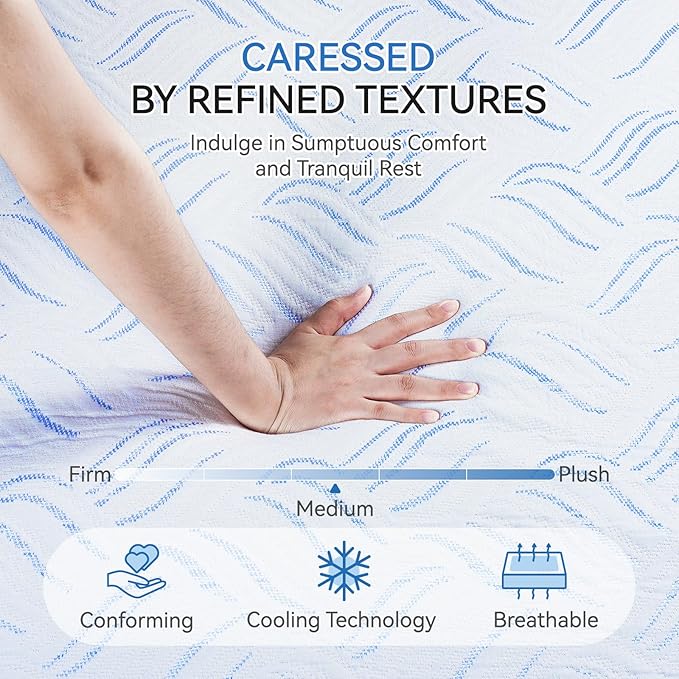 Twin Memory Foam Mattress, 10 Inch Cooling Gel Bed in a Box, Foam Mattress with Removable Cover No Fiberglass, Support Cool Night Sleep & Pressure Relief, Made in USA, White(75"*39"*10")