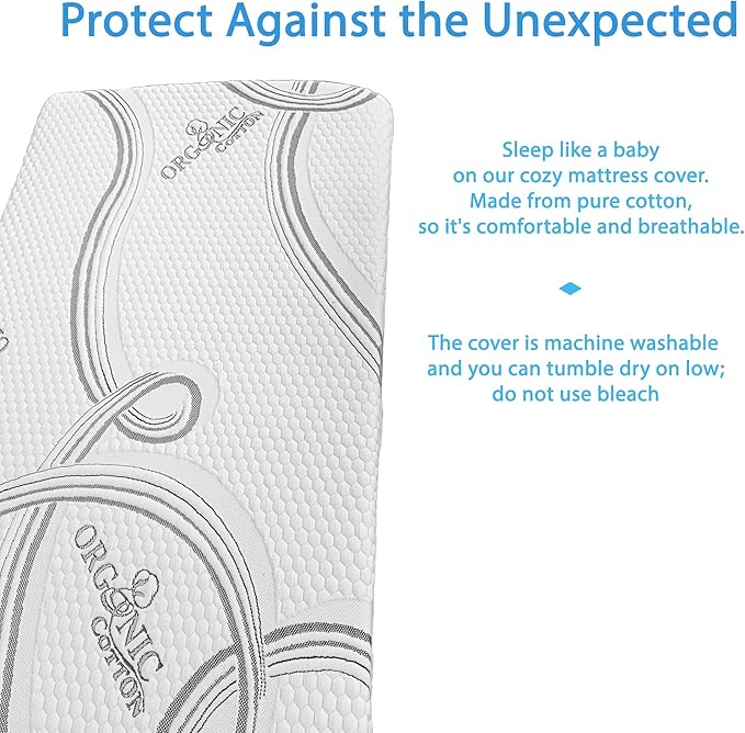 FoamRush 3" x 28" x 75" Bunk, Soft, Fitted, Zippered Mattress Cover Replacement, Premium Cotton, Waterproof, Non Skid Bottom, Mattress Pad Cover, Mattress Not Included