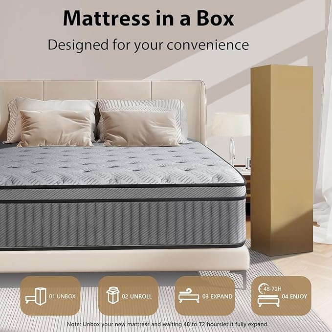 Twin Mattress 10 Inch, Medium Firm Hybrid Mattress with Lumbar-Zoned Foam and Pocket Springs for Motion Isolation and Edge Support