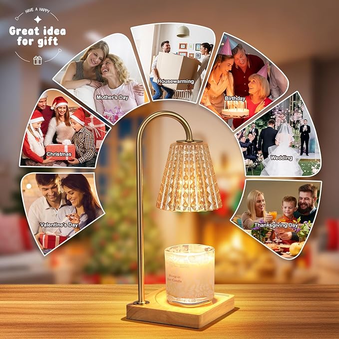Hong-in Candle Warmer Lamp with Timer-Dimmable Candle Warmer, Birthday Gifts for Women,House Warming Gifts New Home Bedroom Decor,Wax Warmer for Scented Wax Jar Candles
