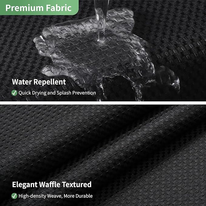 Extra Long No Hook Shower Curtain with Snap-in Fabric Liner Set,Black Waffle Weave Shower Curtains for Bathroom,Hotel Luxury Decor Bathroom Curtain Set,Waterproof & Washable,71Wx86H