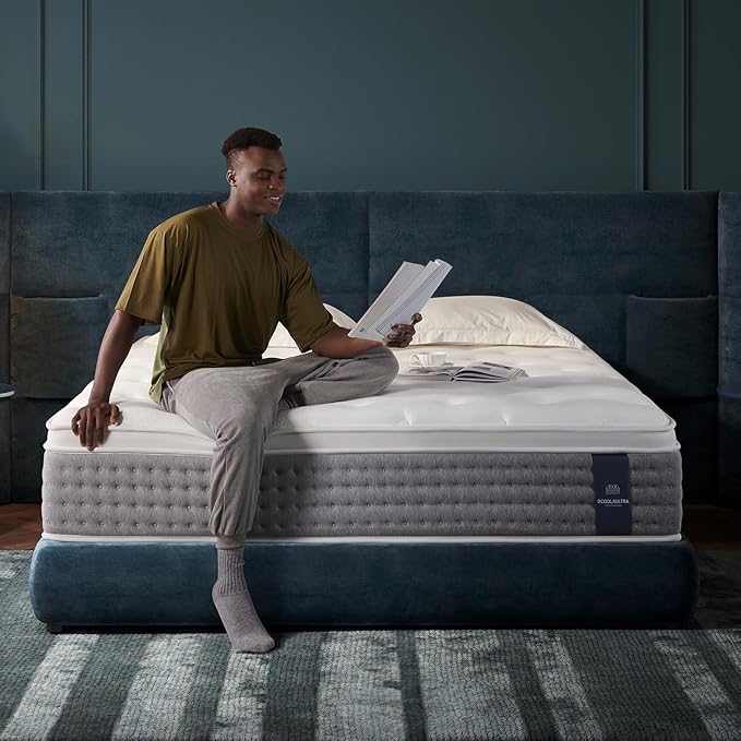 Queen Size Mattress 12 Inch, Medium Firm Hybrid with Memory Foam& Individually Wrapped Pocket Coils for Support,CertiPUR-US Certified,Fiberglass-Free