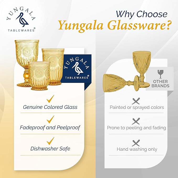 Amber Wine Glasses, set of 6 Glass Goblets made with Amber Glass (not coated or sprayed). Genuine Handcrafted Colored Glassware for your Fall Tablescape.