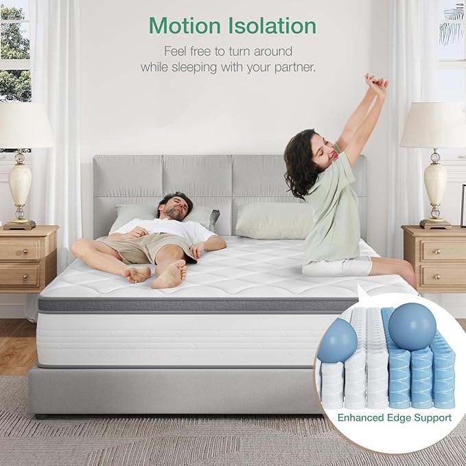 Novilla King Mattress in a Box,10 Inch King Size Mattress with Individually Pocket Innerspring, Pressure Relief & Motion Isolationt, Medium Firm Feel