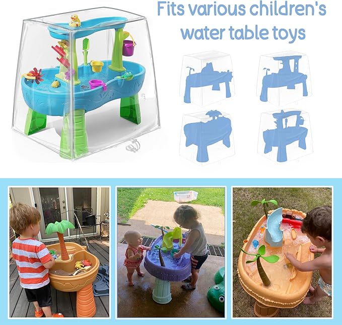 Kids Water Table Cover, Fit Step2 Rain Showers Splash Pond Water Table Waterpark Play Table Outdoor Toys Cover - (Cover Only) Transparent PVC (Transparent)