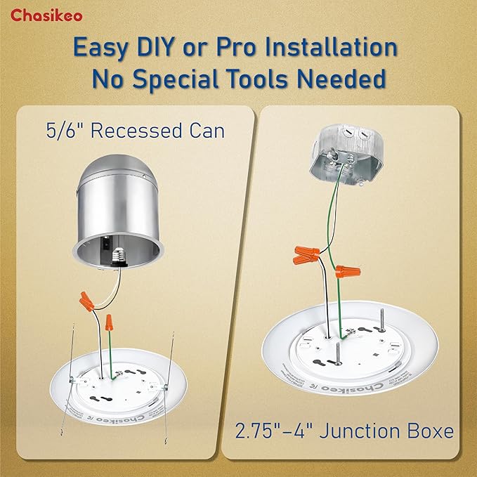 5/6 Inch LED Disk Lights - 5CCT Adjustable (2700K-5000K) Dimmable Flush Mount Disc Light Low Profile Recessed & Surface Mount Ceiling Lights, CRI90+, 14.8W 1150LM, UL/FCC/Energy Star (4 Pack)