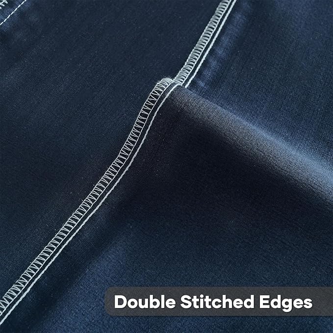FUTEI Denim Blue Decorative Throw Pillow Covers 26x26 Inch Set of 2,Soft Cozy Wheat Ear Striped Patterns Euro Pillow Shams,Modern Home Decor for Couch Bed Living Room