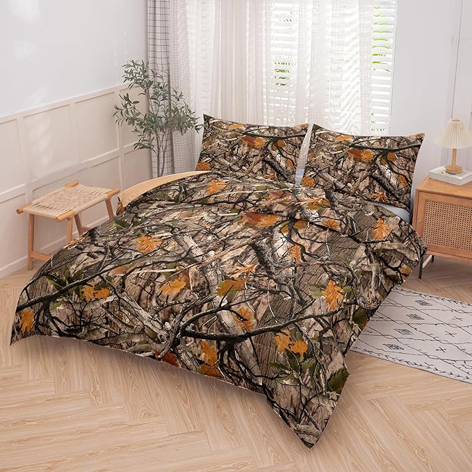 Tailor Shop Camo Bedding Set Queen Size - Camo Comforter Set with 2 Pillowcases