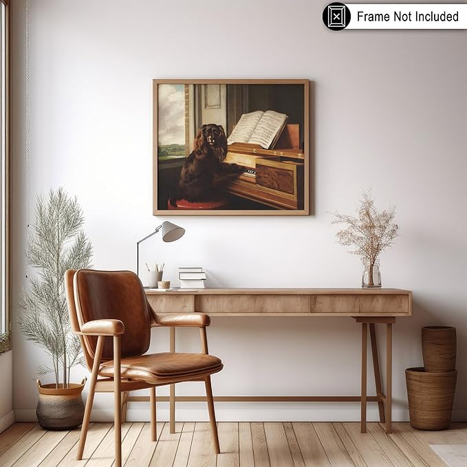 Poster Master Vintage Portrait of Extraordinary Musical Dog - Retro Print - Puppy and Piano Art - Animal Lover - Living Room or Office Decor - 11x14 UNFRAMED Wall Art