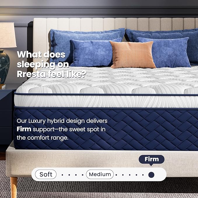 Firm Full Mattress 14 Inch - Hotel Collection Hybrid Mattress with 5-Zone Support, Luxury Sleep Comfort, Extra Back & Hip Support, Fiberglass-Free, CertiPUR-US Certified, 365-Night Trial