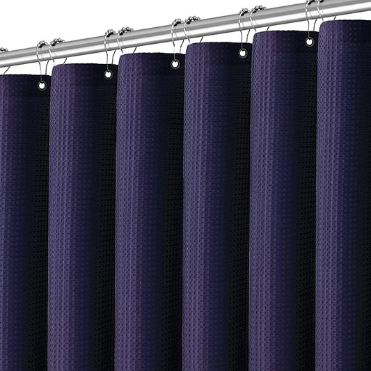 Purple Shower Curtain for Bathroom Waffle Textured Heavy Duty 78 Inch Shower Curtain Set for Bathroom, Water Repellent 256GSM Neutral Fabric Eggplant Shower Curtains with 12 Metal Hooks