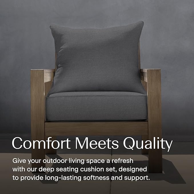 Honeycomb Outdoor Deep Seat, 24" W x 23" D, Solarvie Dark Grey Outdoor Chair Cushion