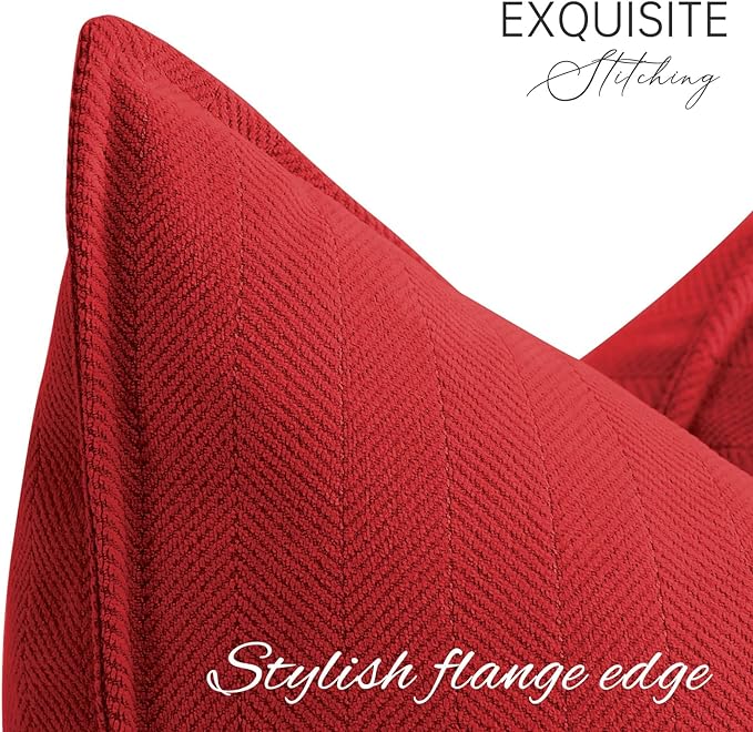 ZWJD Red Pillow 12x20 Pillow Covers Set of 2 Chenille Throw Red Pillow Covers with Elegant Design Soft and Luxurious Decorative Throw Pillows for Couch, Bed, and Home Decor