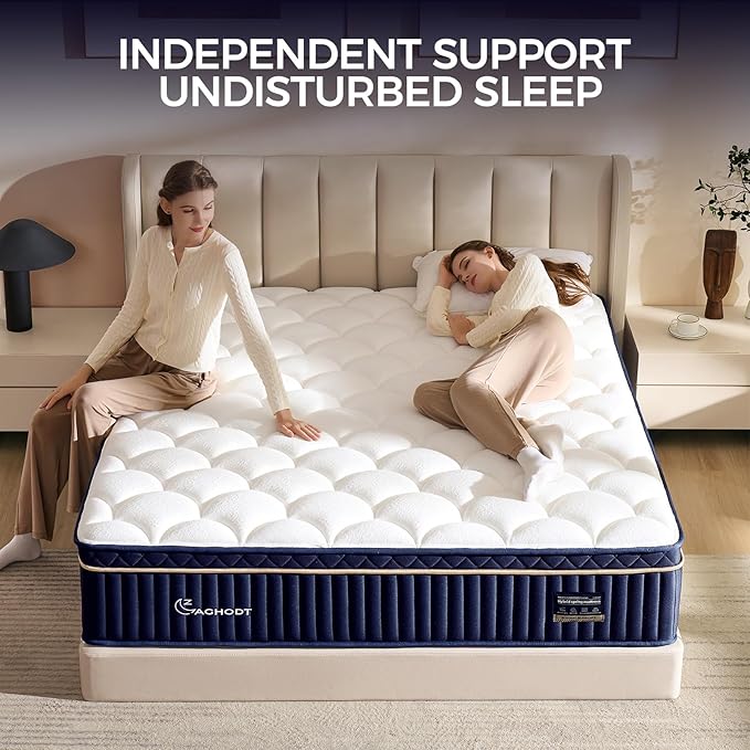 King Mattress, 14 Inch King Size Hybrid Mattress in a Box, Medium Firm Memory Foam mattress, with Individual Pocket Springs, Upgrade Zoned Support, Motion Isolation&Pressure Relief, CertiPUR-US