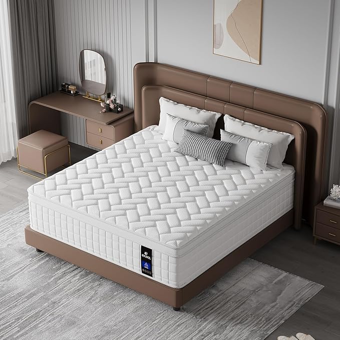Full Size Mattress,10 inch Memory Foam Hybrid Mattresses in a Box，Full Mattress with Individually Pocket Springs, Medium Firm Feel，Fiberglass Free, Soft and Breathable(White)