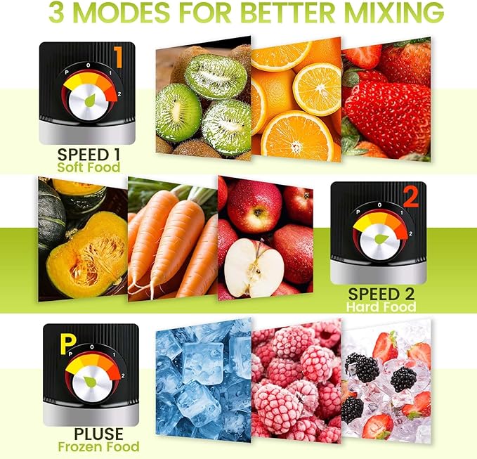 Smoothie Blender,1000W Max Blenders for Shakes and Smoothies in Kitchen, With Two Portable Bottle and Spout Lids(1 * 27oz&1 * 6.7oz),Coffee Grinder, 3 Modes Nutritional Recipe Blender,Black