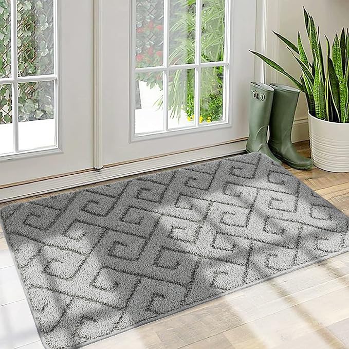 Walensee Indoor Doormat, Front Door Mat for Entrance (32"x48"Light Grey) Machine Washable Entryway Rug, Non Slip Trapper Door Rugs Absorbent Dirt Low Profile Shoes Scraper Inside Floor Mats for Entry