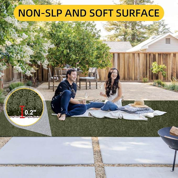 Marine Carpet,5 FT x 25 FT Olive Green Indoor Outdoor Carpet 0.2" Thick with Water-Proof TPE Backing, Non-Slide for Home, Patio, Porch, Deck