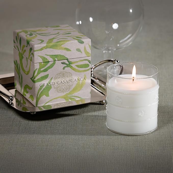 Zodax Grand Casablanca Glass Jar Scented Candle for Home Decor - Single-Wick Candle Ideal for Kitchen and Bathroom - Makes a Great Gift for Women and Men - Magnolia Petals - 12 Oz.