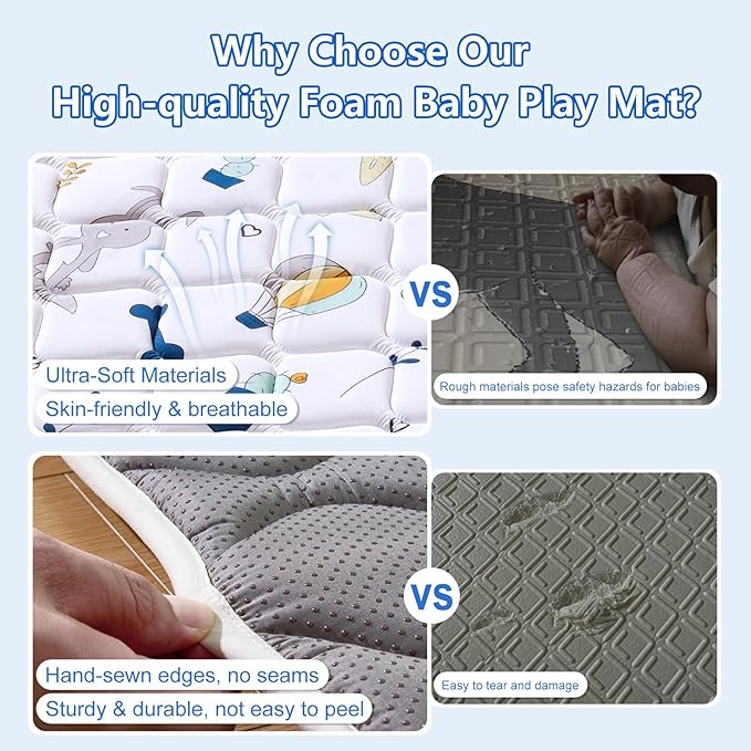 Lilyvibebearhappy Premium Foam Baby Play Mat 79" X 71", Extra Large Soft Thicker Activity Playmats for Babies, Toddlers, Infants, Play & Tummy Time, Foldable & Machine Washable Baby Crawling Mat