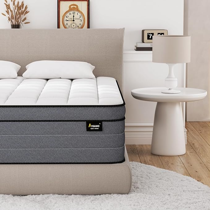 Queen Mattress 14 Inch,Queen Size Mattresses in a Box,Superior Hybrid Bed Mattresses with Gel Memory Foam or Back & Lumbar Support,Pressure Relief,Zoned Support Spring, Cooling&Firm Feel