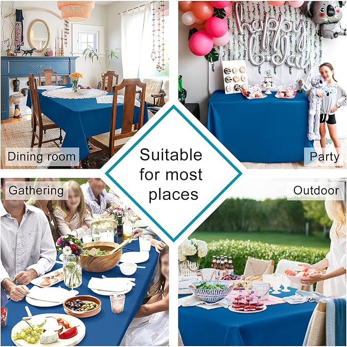 Hiasan Table Cloth Rectangle - Waterproof and Washable Fabric Tablecloth for Dining Room Kitchen and Outdoor Use, Royal Blue, 60 x 140 Inch