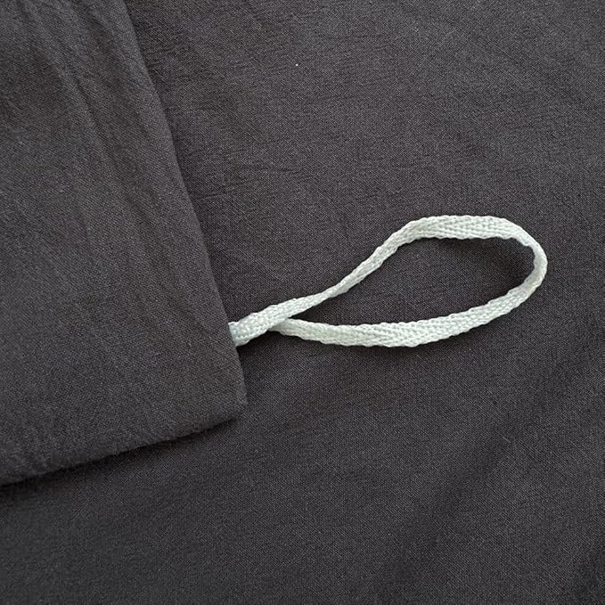 FACE TWO FACE Bedding Duvet Cover Set100% Washed Cotton Duvet Cover Linen Like Textured Breathable Durable Soft Comfy (Twin, Volcanic Black)