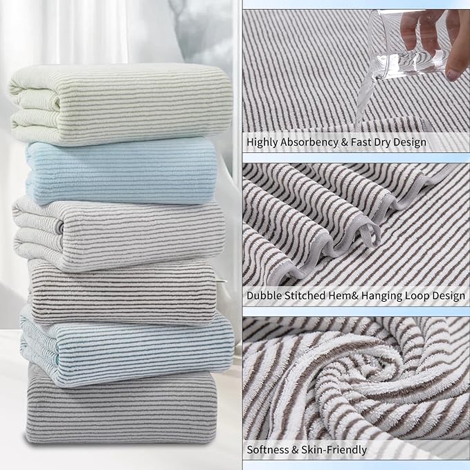 8-Piece Premium Towel Set for Bathroom|2 Oversized Large Bath Sheet,2 Hand Towels,4 Washcloths|Soft Cozy Highly Absorbent Fast Dry Microfiber Shower Towel Set for Hotel Bathroom Essentials,Brown White