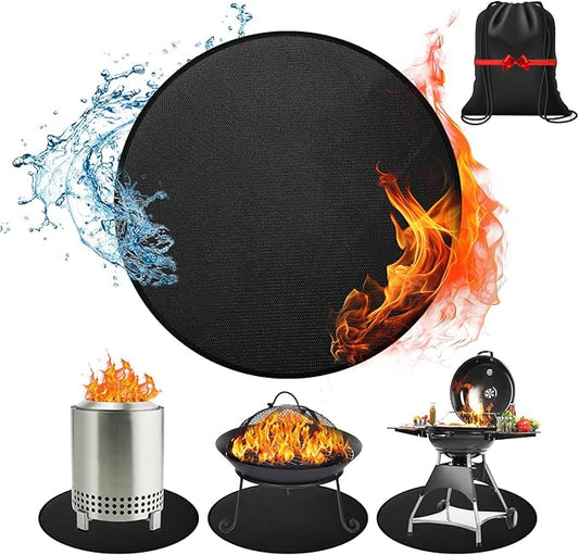 20'' Fire Pit Mat for Solo Stove Bonfire, Round Grill Mats for Outdoor Grill Fireproof Waterproof BBQ Grill Mat for Solo Stove Accessories, Grill Matt for Outdoor Grill Deck Protector