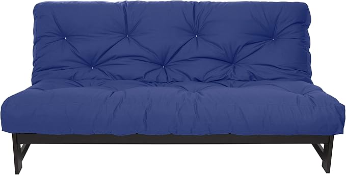 Mozaic Full Size 8-Inch Cotton Twill Gel Dual Memory Foam Futon Mattress, Blue