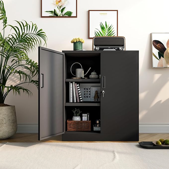 Storage Cabinet, 36 Inch Tall Metal Storage Cabinet with Doors and Shelves,Heavy Duty Metal Cabinet, Pantry Cabinets for Kitchen Storage, Garage Cabinet for Living, Dining Room.