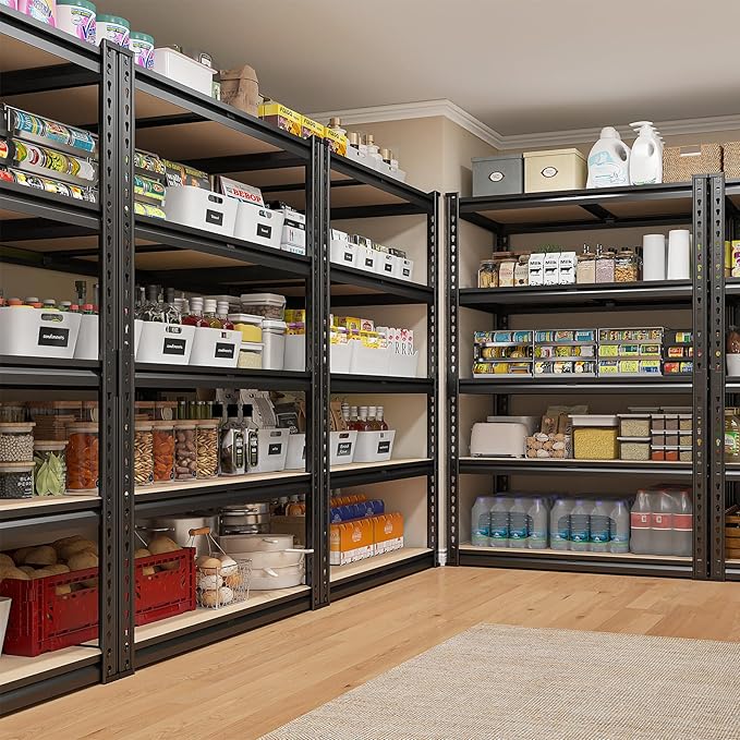 REIBII 72" Garage Shelving, Heavy Duty Storage Shelves 2000LBS, 5 Tier Metal Shelving Unit, Adjustable Garage Storage Shelves for Craft Warehouse Pantry Basement, 72'' * 35.5'' * 11.8''