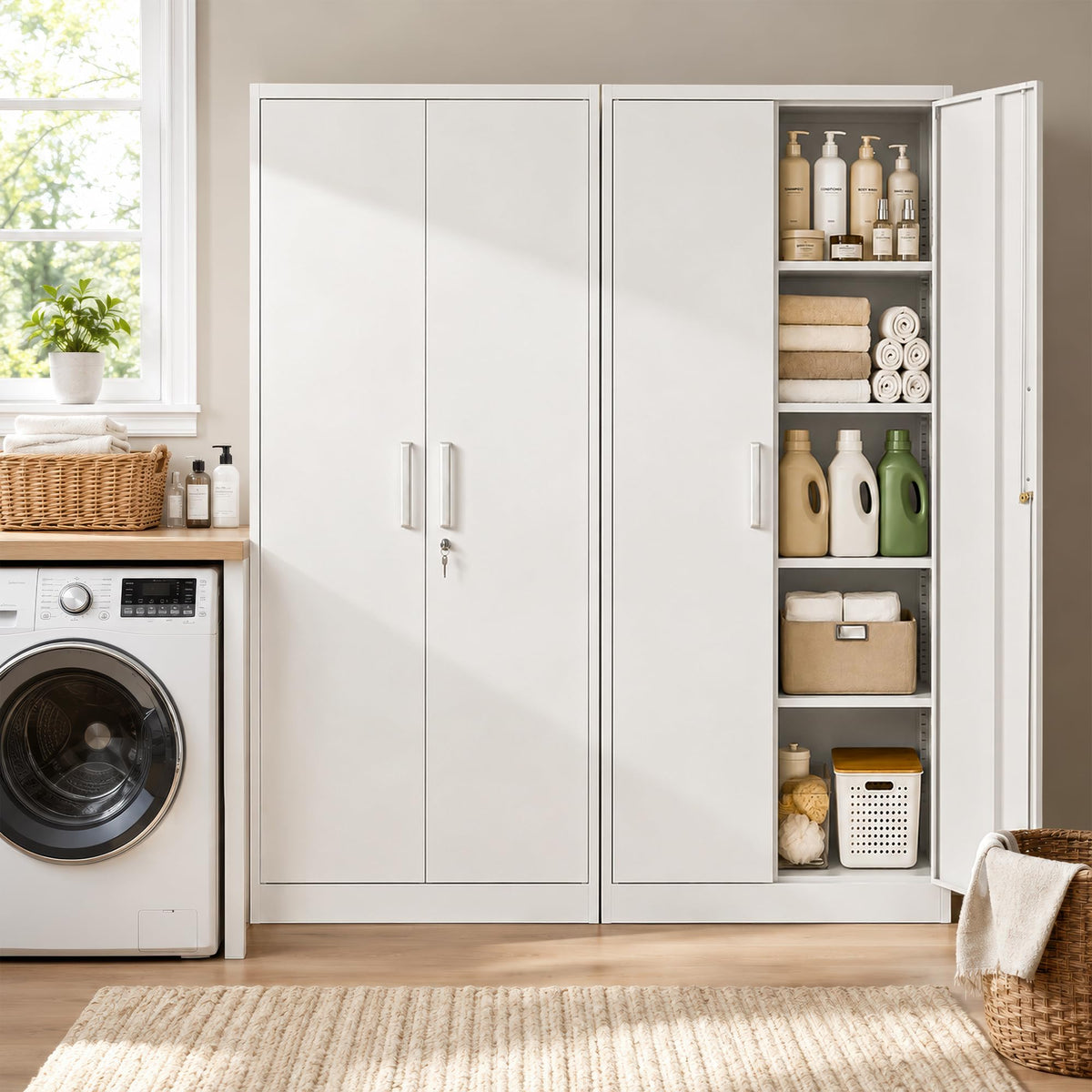 Tivostaral 71” Metal Kitchen Pantry Storage Cabinet with Adjustable Shelves