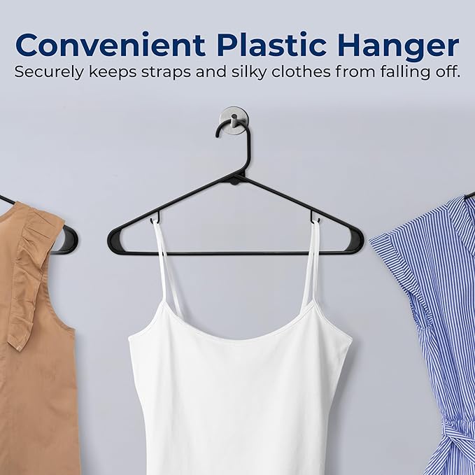 SereneLife 100-Piece Plastic Clothes Hangers – Black 0.24" Slim Non-Slip Heavy Duty Coat Shirt Pant Closet Organizer Set with 360° Swivel Hook Durable ABS Space-Saving Design for Home or Boutique