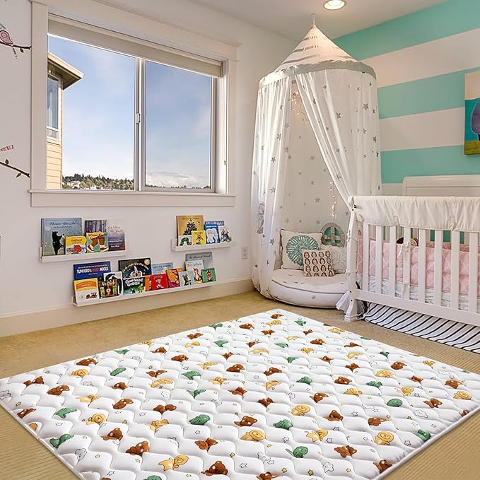 Lilyvibebearhappy Baby Play Mat 71" X 59", Premium Thicken Foam One-Piece Crawling Mat, Extra Large Non-Slip Cushioned Activity Playmats for Babies, Toddlers, Infants, Play & Tummy Time