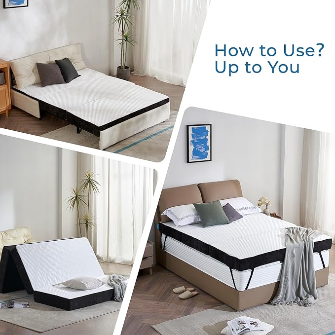 Odorless Foldable Mattress Twin XL 80" x 38" x 6", 6 Inch Folding Foam Mattress with Storage Bag, Trifold Memory Foam Mattress for RV, Guest Bed