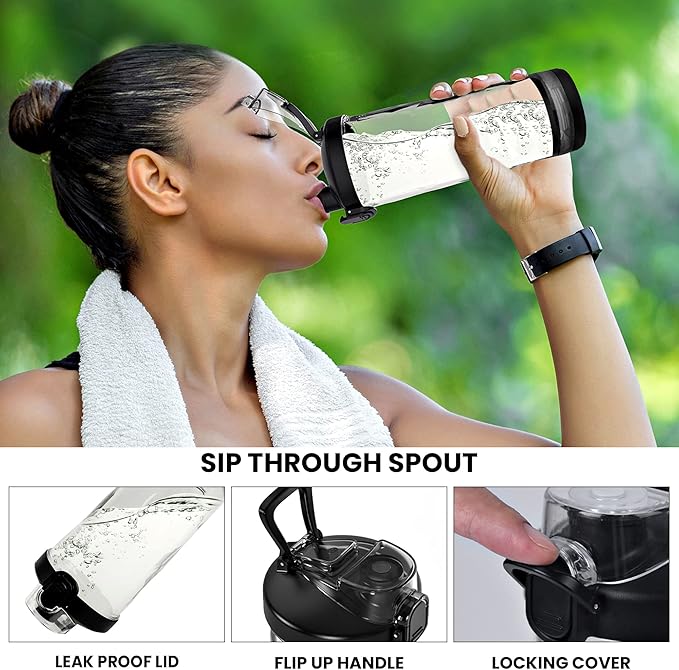 Total Chef Portable Blender - USB Rechargeable Personal Smoothie Mixer, Protein Shake Maker, Cordless Travel Mini Licuadora, Blend Frozen Fruit, Drink Milkshake On The Go,Ice Crusher 20 OZ, Black