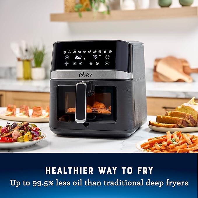 Oster Air Fryer 6 Quart Digital Air Fryer Large with Window