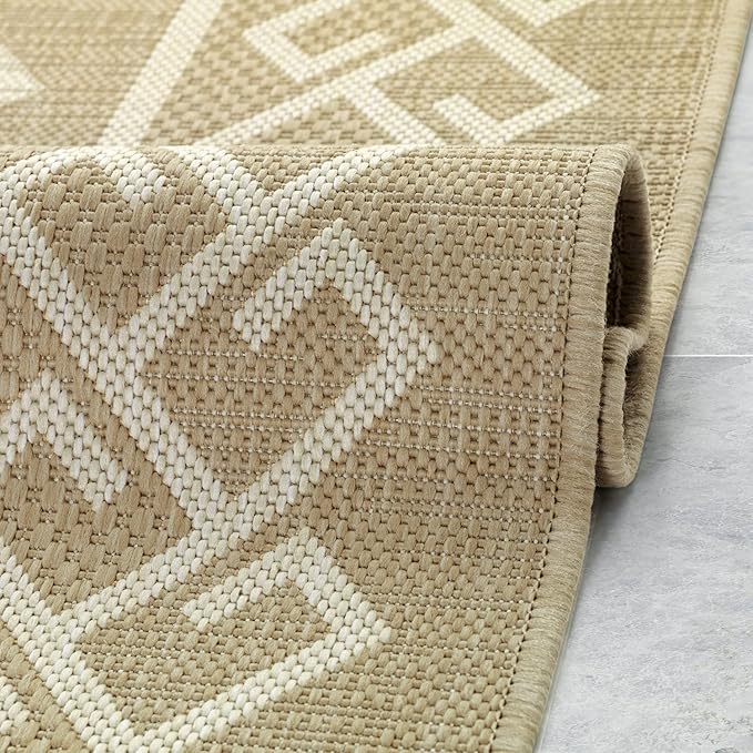 Antep Rugs Patio 6x9 Outdoor/Indoor Southwest Aztec Native Area Rug (Beige, 6'7" x 9')