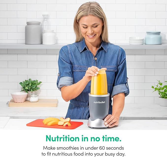 nutribullet Personal Blender for Shakes, Smoothies, Food Prep, and Frozen Blending, 24 Ounces, 600 Watt, Gray, NBR-0601WM