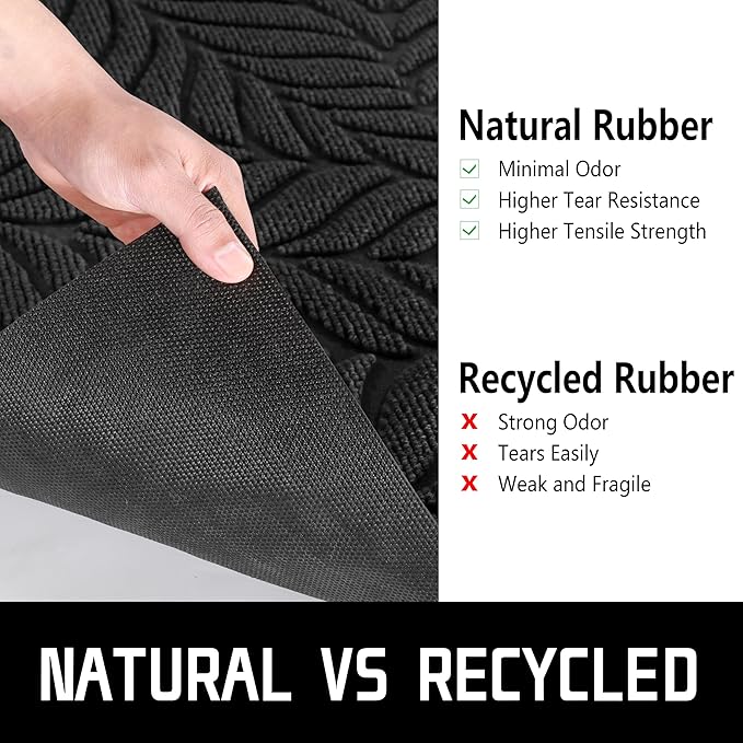 Yimobra Front Door Mat Outdoor Indoor, 47x32 All-Season Waterproof Welcome Mat, All-Weather Outside Entrance Mat, Non-Slip Patio Porch Doormat, Low Profile, Fade Resistant, Black