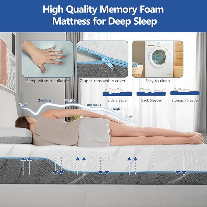 WEUP Extra Firm King Memory Foam Mattress, 10 Inch Medium - Extra Firm Dual Side Flippable Mattress for Back Pain, Made in USA, CertiPUR-US Certified, 80" x76"