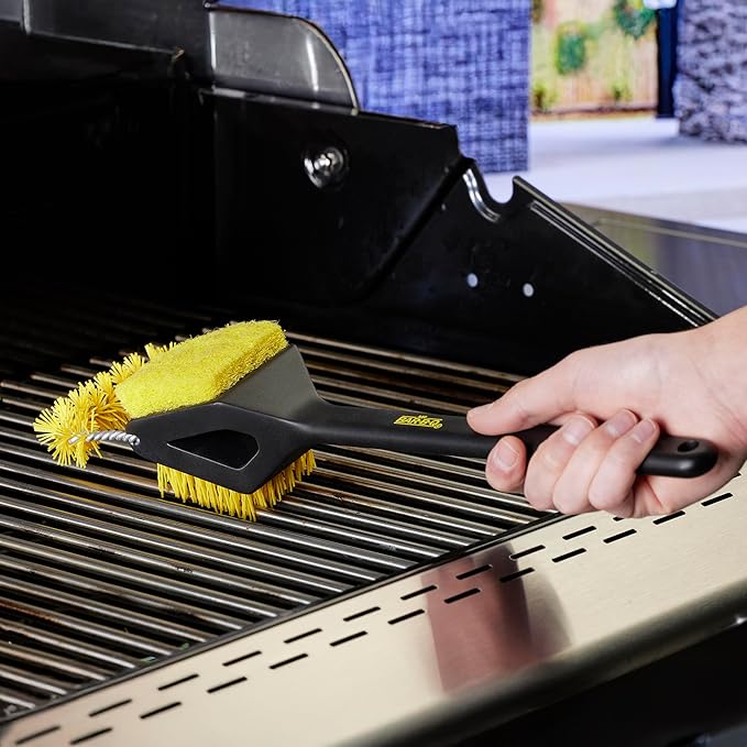 Mr. Bar-B-Q Triple Action Grill Brush Powered by Scrub Daddy