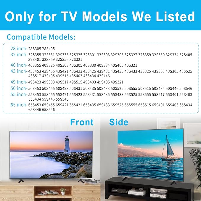 TV Legs for TCL TV Stand Legs for TCL 28 32 40 43 49 50 55 65 Inch Roku TV Legs Replacement Compatible with 28S405 32S305 40S325 43S425 43S431 50S431 50S435 55S425 TCL Roku TV Stand Legs with Screws