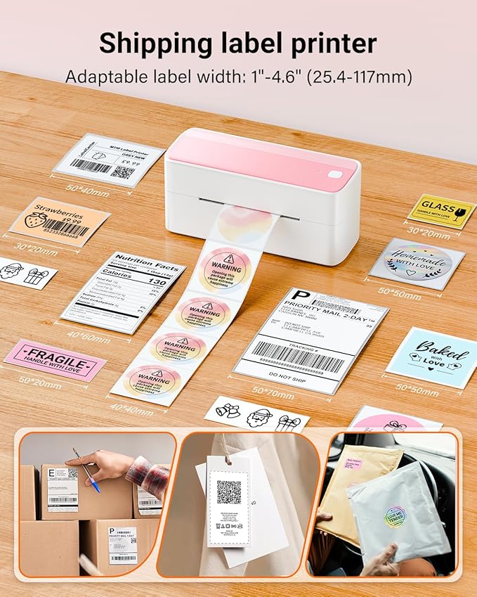 ASprink Shipping Label Printer - Bluetooth Thermal Label Printer for Shipping Packages, Small Business, Barcode Labels, Customer Stickers Compatible with for Amazon, Ebay, Shopify, USPS, UPS, FedEx